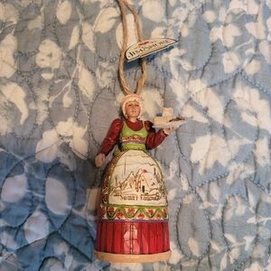 Jim Shore Red, Green & Cream Victorian Woman Holiday Ornament